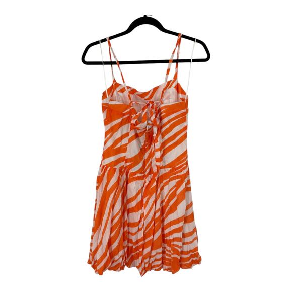 Du Paradis Prunella bubble hem cotton minidress orange white size Medium M - Picture 5 of 8